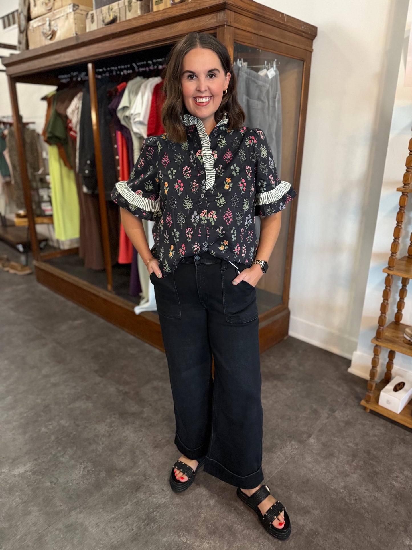 Vervet Hi Rise Double Cuff Jean Black