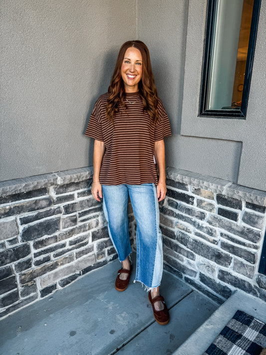 Autumn Stripe Sky Shirt Brown