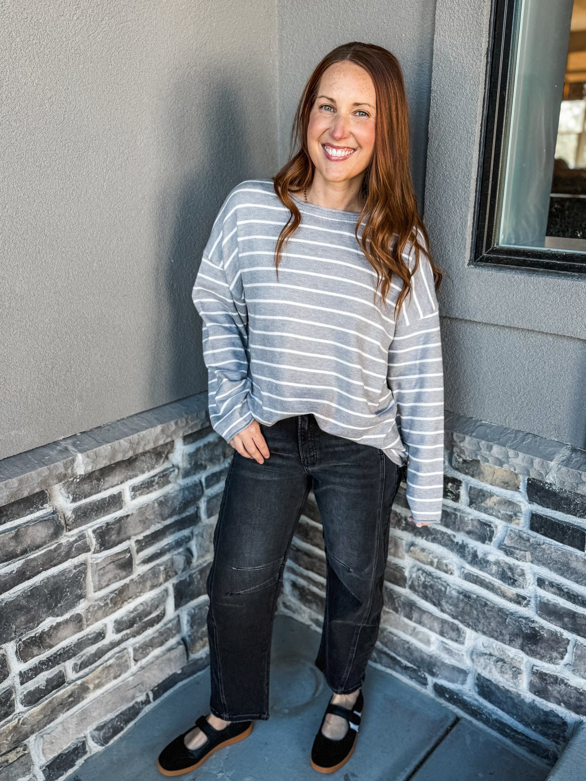 Stripes for Days Sweater Gray