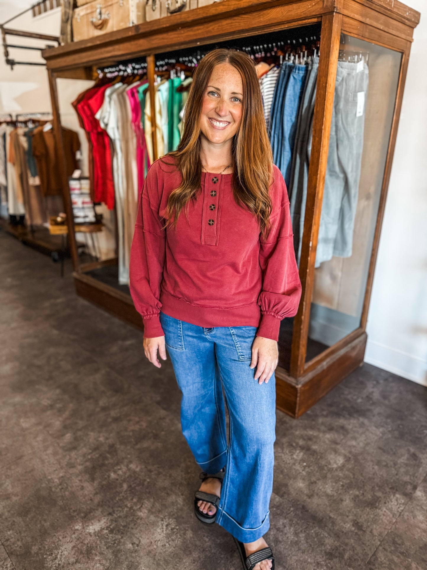 Everyday is Good Henley Crimson