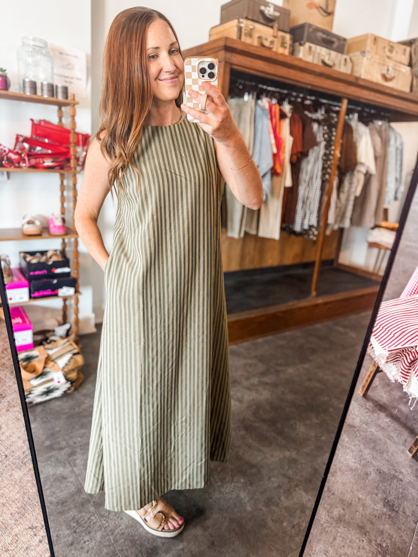 Harvest Stripe Dress Olive