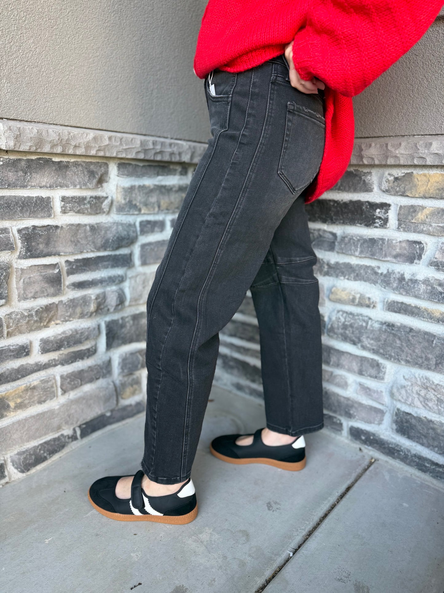 Flying Monkey Black Hi Rise Barrel Jeans