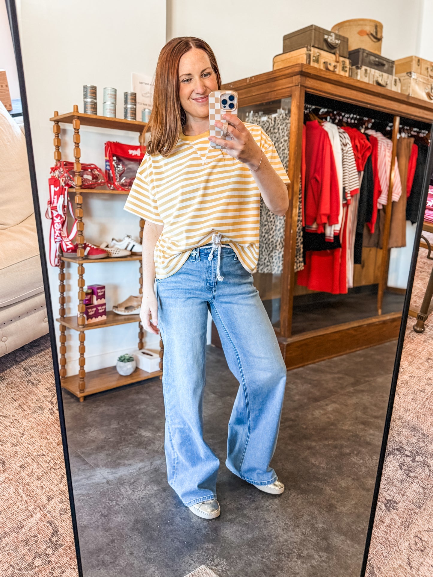 Vervet High Rise Drawstring Wide Leg Jeans