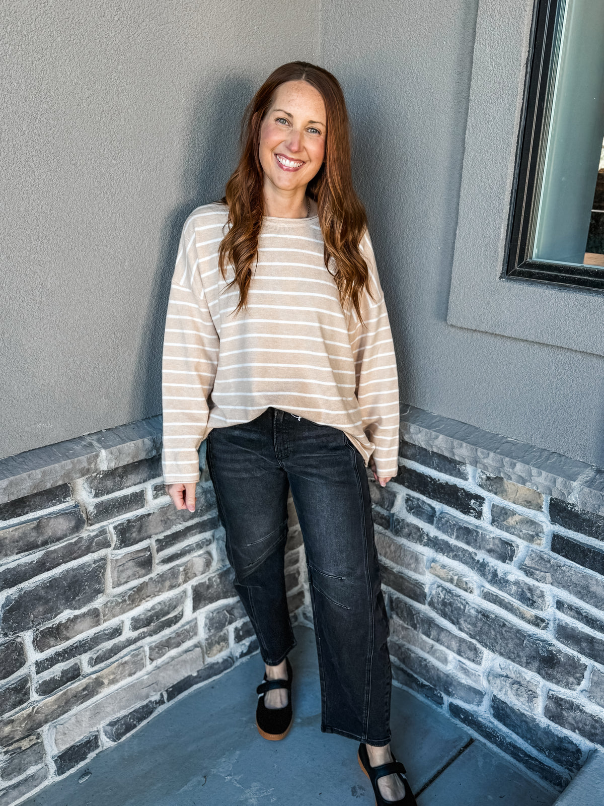 Stripes for Days Sweater Tan