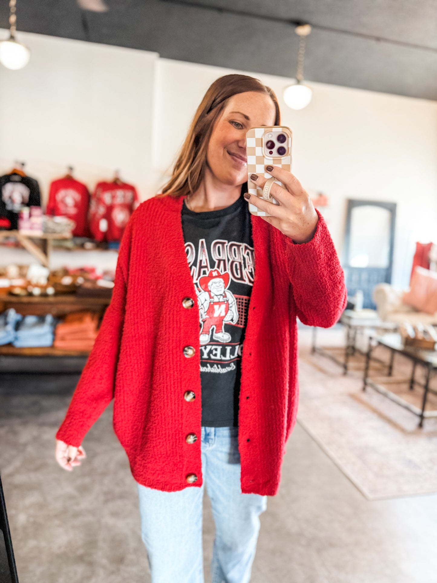 Cozy Nights Cardigan Red- Restocked!