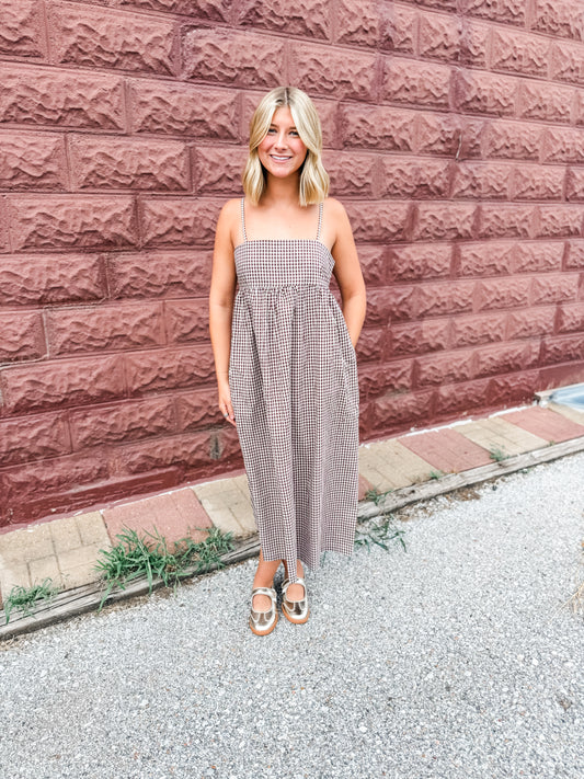 Elevated Espresso Gingham Dress