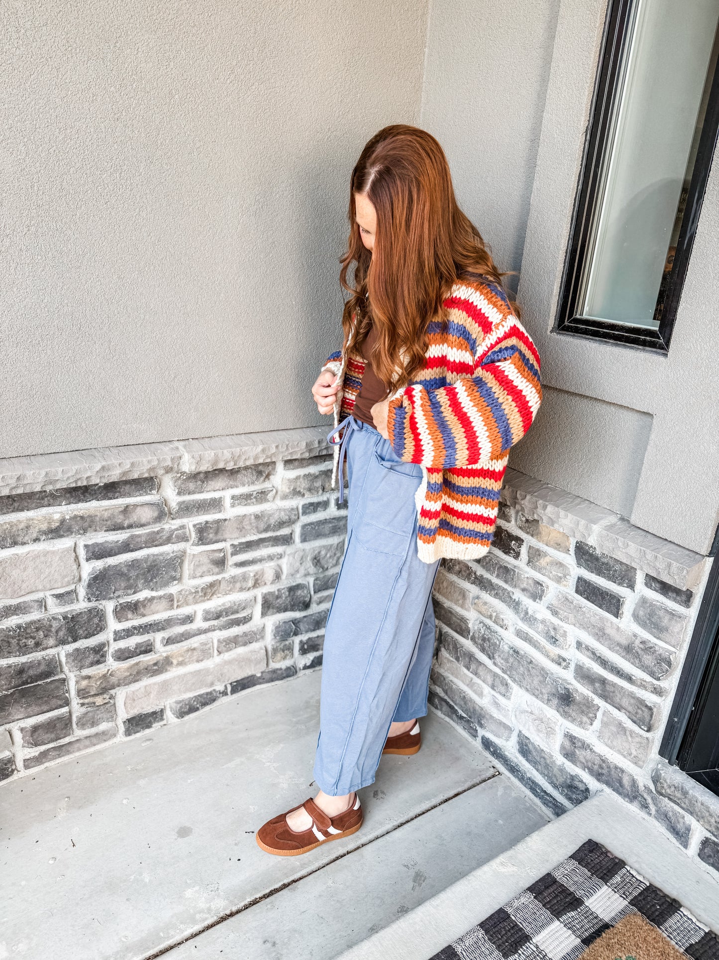 Colorburst Cardigan Navy/Red