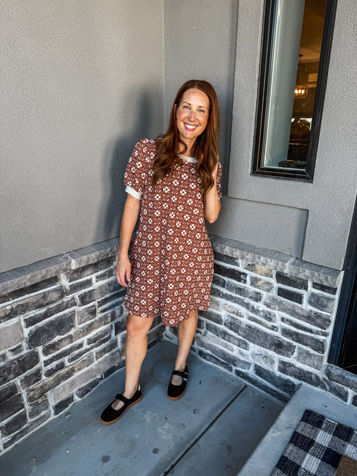 Vintage Bloom Dress Rust