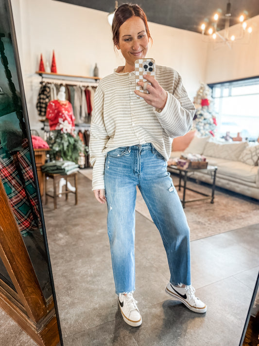 Flying Monkey Hi Rise Barrel Jeans