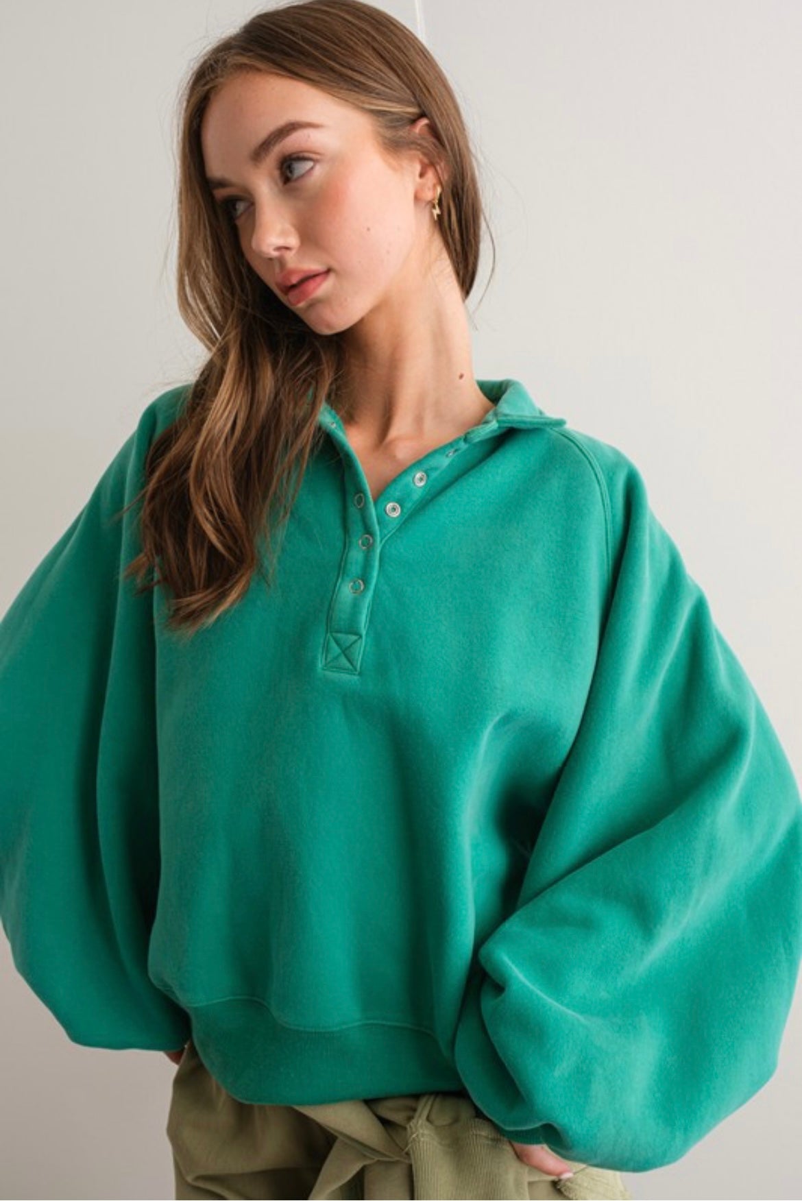 The Piper Snap Up Sweatshirt Jade