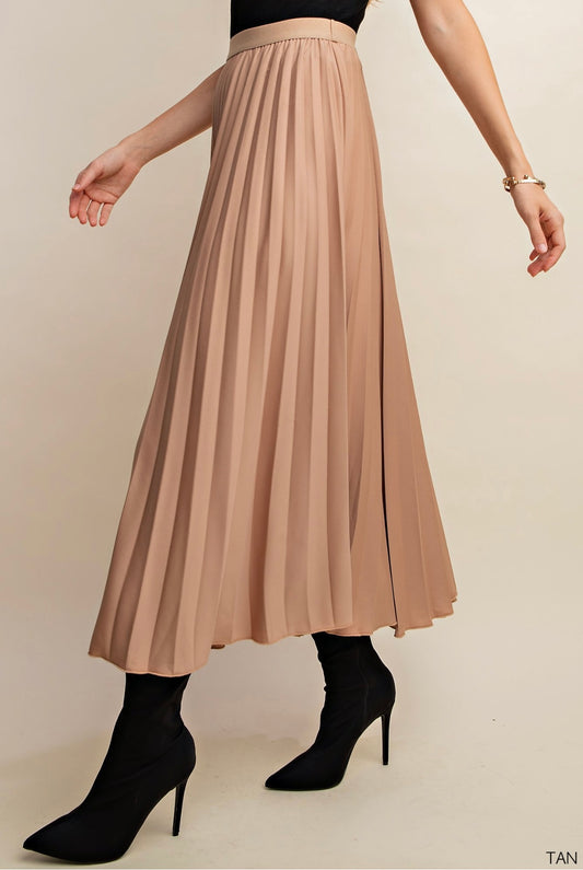 Tan Pleated Skirt