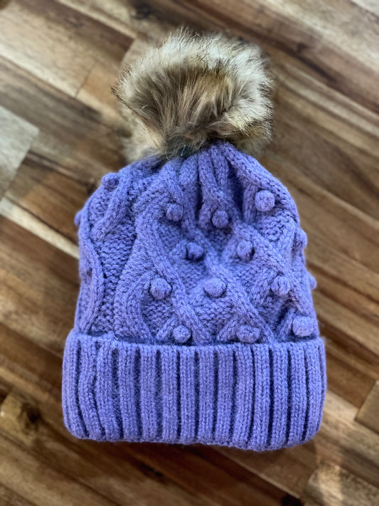 Purple Bobble Beannie