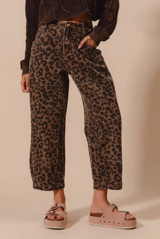 Leopard Barrel Jeans