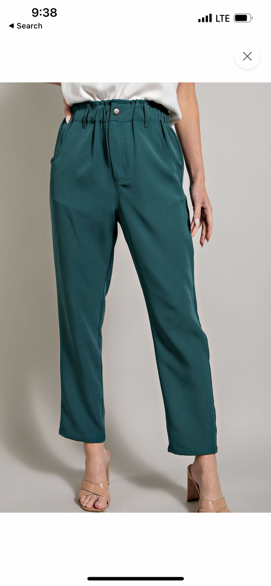 Teal Banded Straight Pants