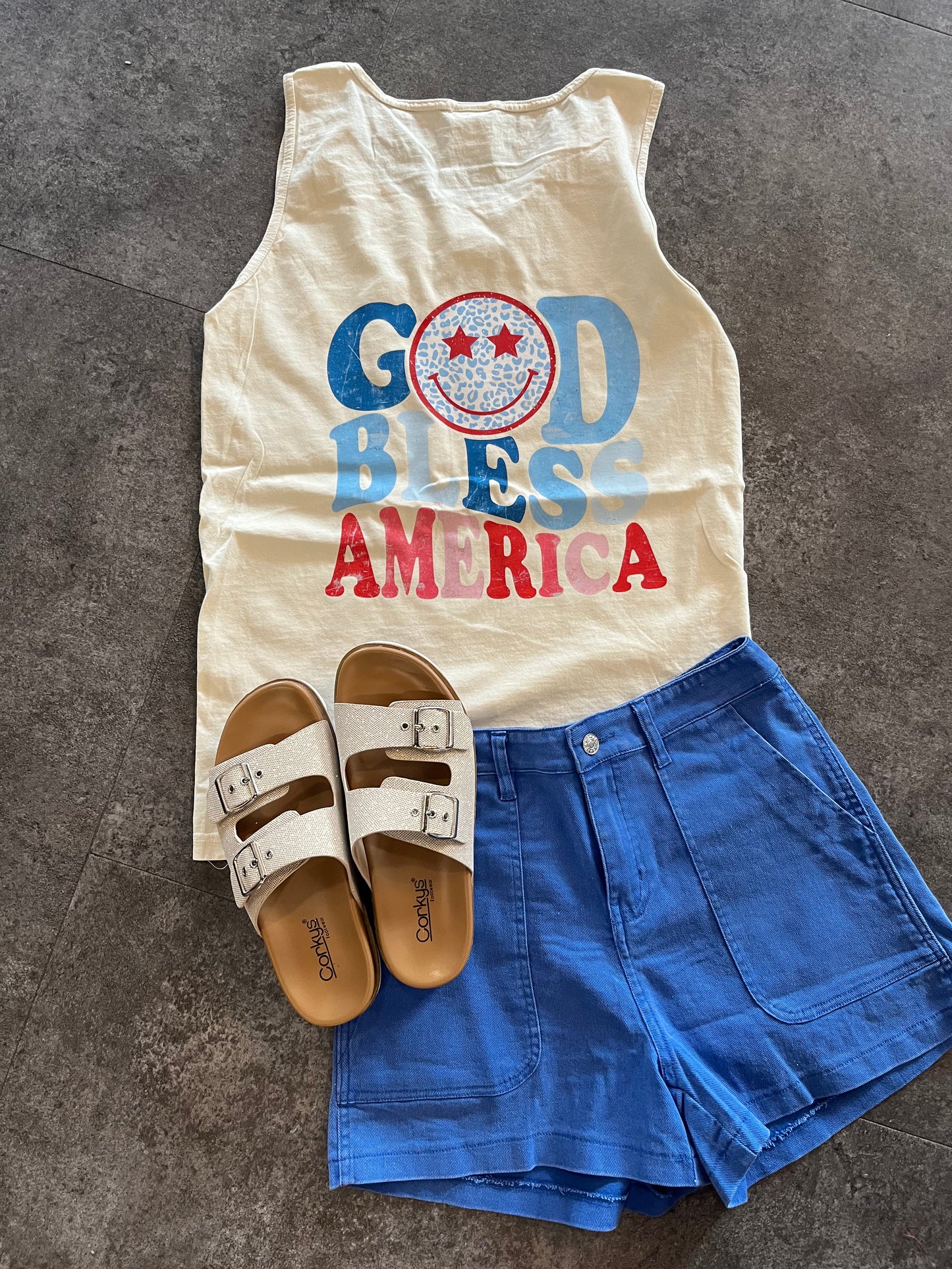 God Bless America Tank Ivory